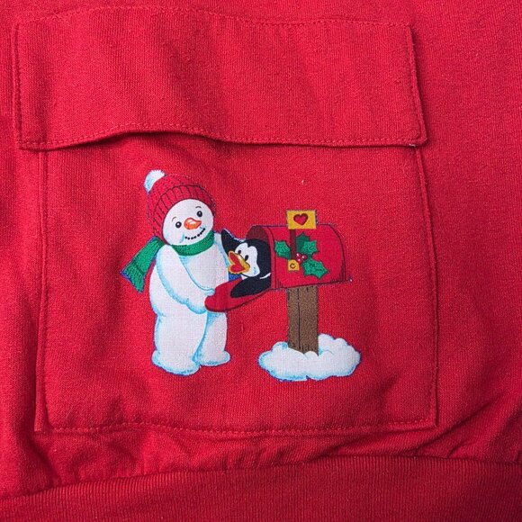Vintage DiCarlo Red Button-Up Christmas Cardigan W/ Snowman Print - Picture 5 of 10